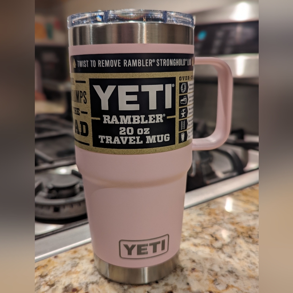 YETI ICE PINK 20 OZ RAMBLER TRAVEL MUG with Stronghold Lid NWT